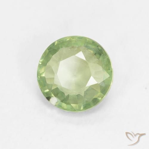 Zafiro Verde lima natural de 0.89 ct, Redondo, VS