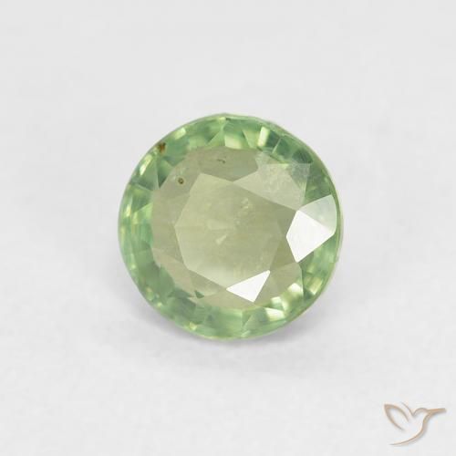 Zafiro Verde salvia claro natural de 0.68 ct, Redondo, VVS-VS