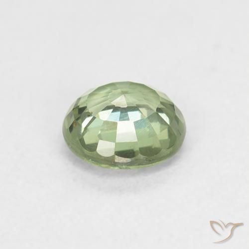 Zafiro Verde salvia claro natural de 0.68 ct, Redondo, VVS-VS