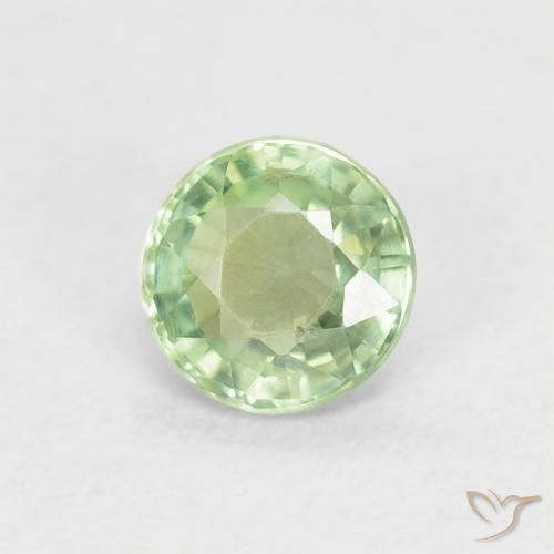 Zafiro Verde claro natural de 0.61 ct, Redondo, VS