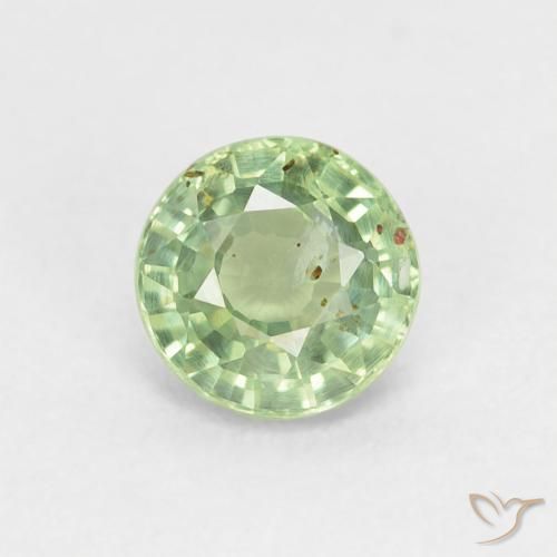 0.98ct Natural Verde amarillo claro Zafiro, Redondo, VS