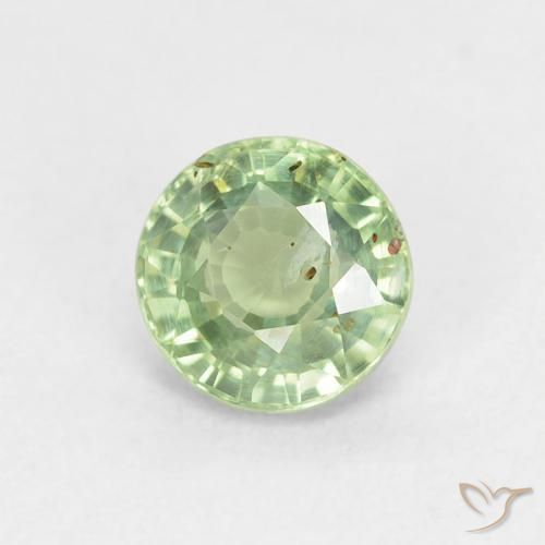 Zafiro Verde amarillo claro natural de 0.98 ct, Redondo, VS