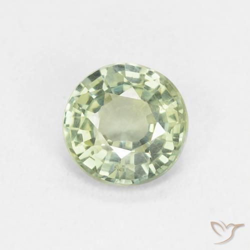 0.86ct Natural Verde claro Zafiro, Redondo, VS