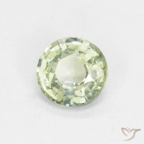 Zafiro Verde claro natural de 0.86 ct, Redondo, VS