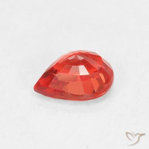 Zafiro Naranja rojo intenso natural de 0.47 ct, En forma de pera, VVS-VS