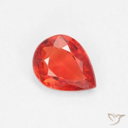 Zafiro Rojo-naranja carmesí claro natural de 0.41 ct, En forma de pera, VVS-VS