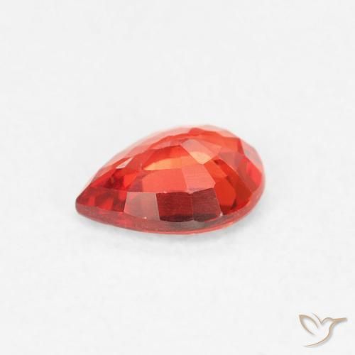 Zafiro Rojo-naranja carmesí claro natural de 0.41 ct, En forma de pera, VVS-VS