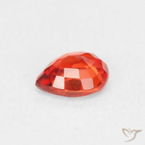 Zafiro Rojo-naranja carmesí claro natural de 0.42 ct, En forma de pera, VVS-VS