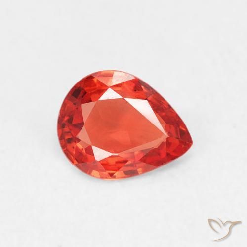 Zafiro Naranja rojo intenso natural de 0.37 ct, En forma de pera, VVS-VS