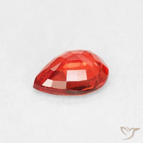Zafiro Naranja rojo intenso natural de 0.37 ct, En forma de pera, VVS-VS