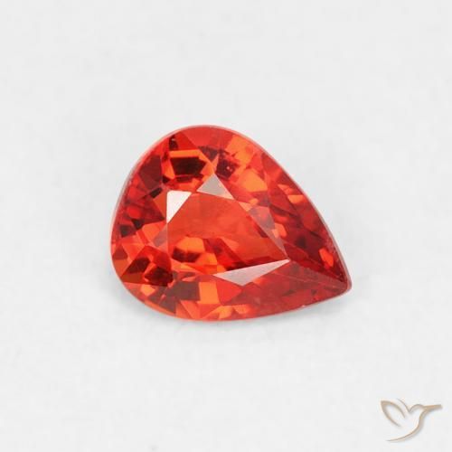 Zafiro Rojo medio natural de 0.40 ct, En forma de pera, VVS-VS