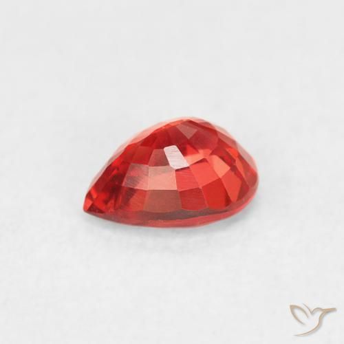 Zafiro Rojo-naranja carmesí claro natural de 0.43 ct, En forma de pera, VVS-VS