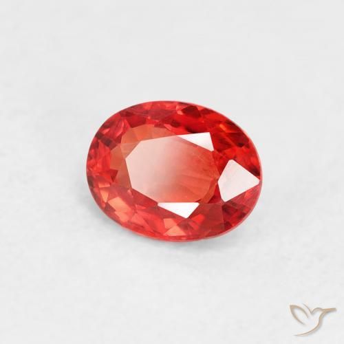 Zafiro Naranja rojo intenso natural de 0.42 ct, Ovalada, VVS-VS
