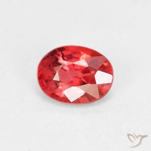 Zafiro Rojo medio natural de 0.41 ct, Ovalada, VVS