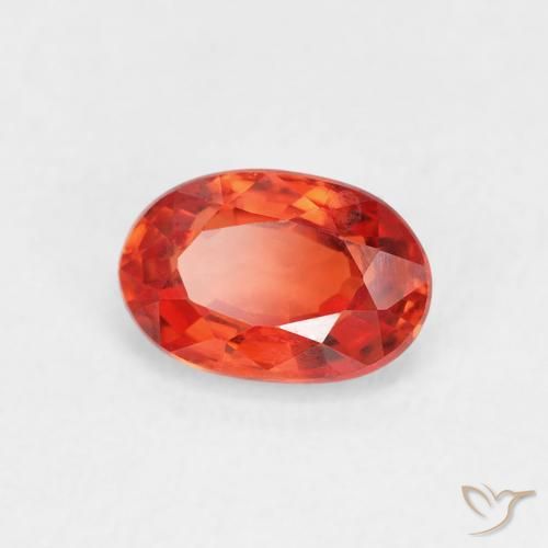 Zafiro Naranja rojizo natural de 0.76 ct, Ovalada, VVS-VS