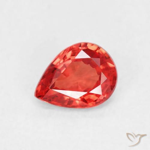 0.39ct Natural Naranja rojo intenso Zafiro, En forma de pera, VVS-VS