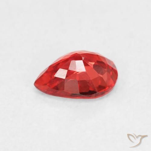 Zafiro Naranja rojo intenso natural de 0.39 ct, En forma de pera, VVS-VS
