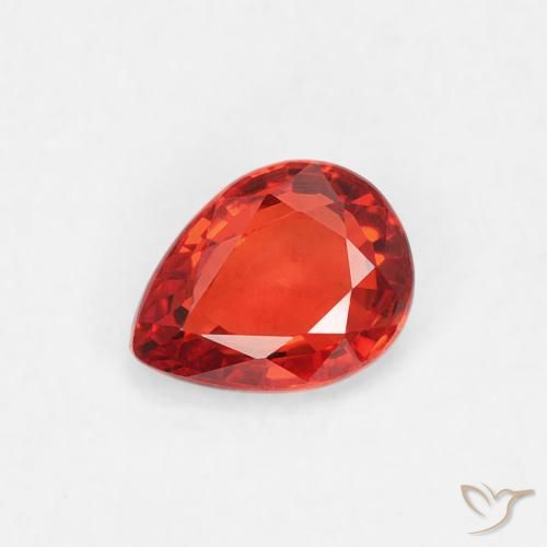 0.38ct Natural Naranja rojo intenso Zafiro, En forma de pera, VVS-VS