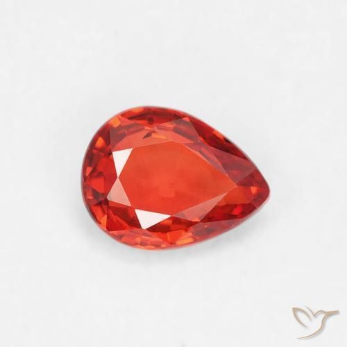 Zafiro Naranja rojo intenso natural de 0.38 ct, En forma de pera, VVS-VS