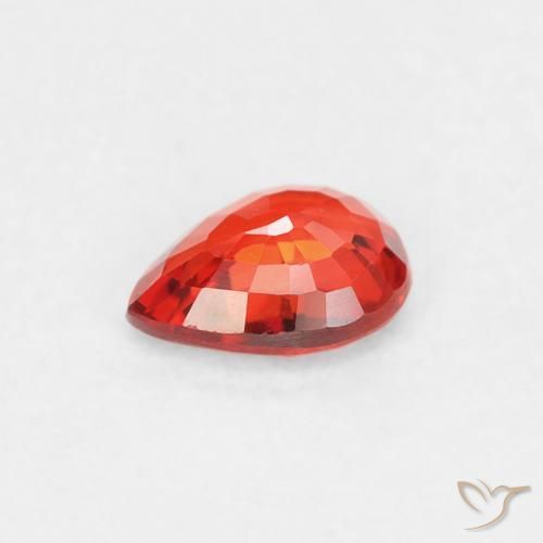 Zafiro Naranja rojo intenso natural de 0.38 ct, En forma de pera, VVS-VS