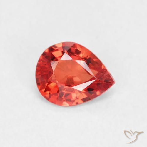 Zafiro Rojo medio natural de 0.43 ct, En forma de pera, VVS-VS