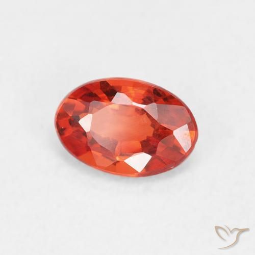 Zafiro Naranja rojizo natural de 0.53 ct, Ovalada, VVS-VS