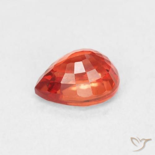 Zafiro Rojo medio natural de 0.55 ct, En forma de pera, VVS-VS