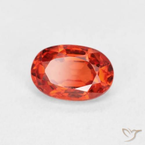 Zafiro Naranja rojizo natural de 0.76 ct, Ovalada, VVS-VS