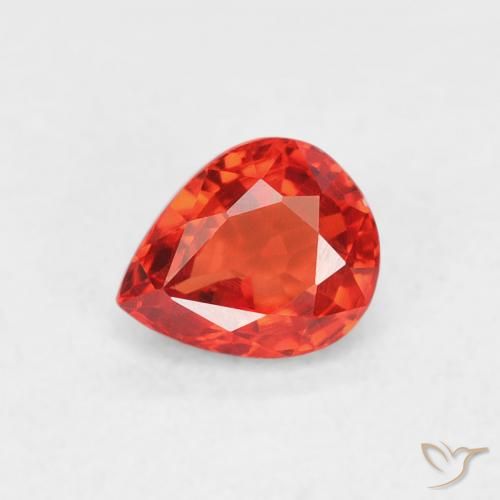 0.54ct Natural Naranja rojo intenso Zafiro, En forma de pera, VVS-VS