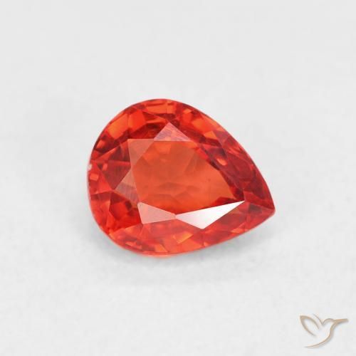 Zafiro Naranja rojo intenso natural de 0.54 ct, En forma de pera, VVS-VS