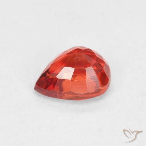 Zafiro Naranja rojo intenso natural de 0.54 ct, En forma de pera, VVS-VS