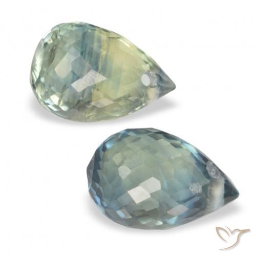 Gemas de Zafiro Verde grisáceo natural de 1.74 ct, Corte Briolette, VS