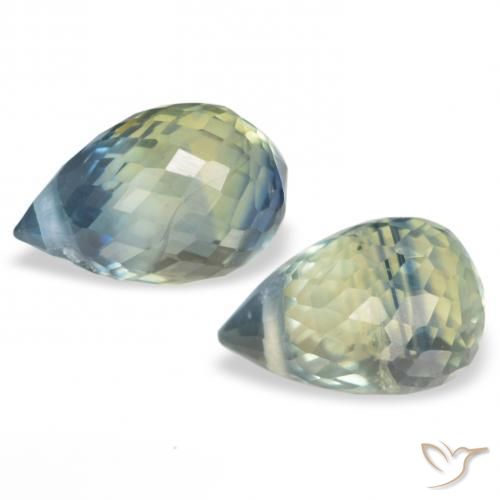 Gemas de Zafiro Verde grisáceo natural de 1.74 ct, Corte Briolette, VS