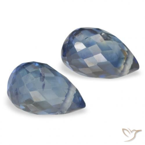 Gemas de Zafiro Azul marino natural de 1.08 ct, Corte Briolette, VS-SI