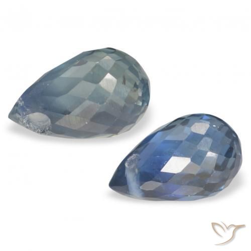 Gemas de Zafiro Verde-azul natural de 1.46 ct, Corte Briolette, VS