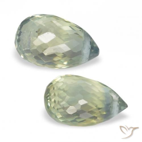Gemas de Zafiro Verde claro natural de 1.44 ct, Corte Briolette, VS