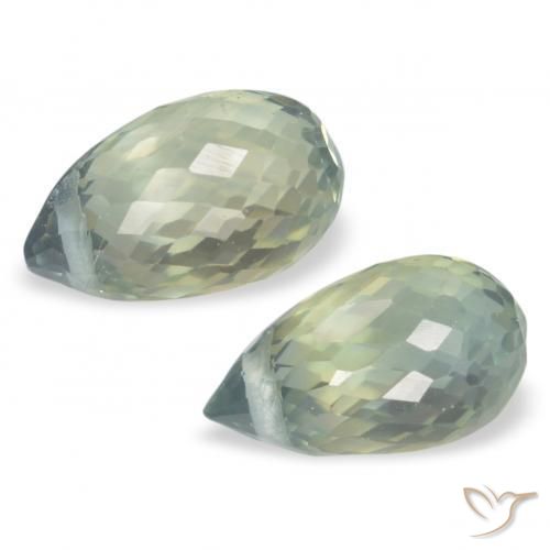 Gemas de Zafiro Verde claro natural de 1.44 ct, Corte Briolette, VS