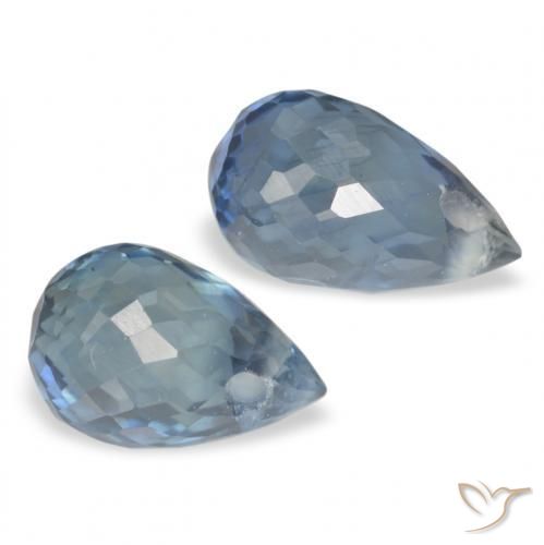 Gemas de Zafiro Azul natural de 1.51 ct, Corte Briolette, VS