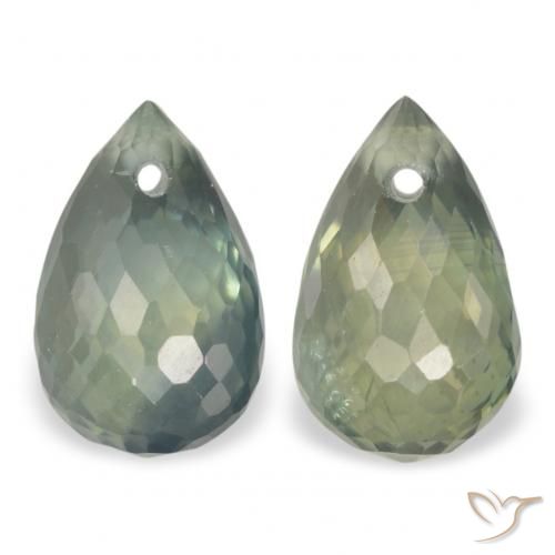 1.58ctw Natural Verde azul medio Zafiro, Corte Briolette, VS