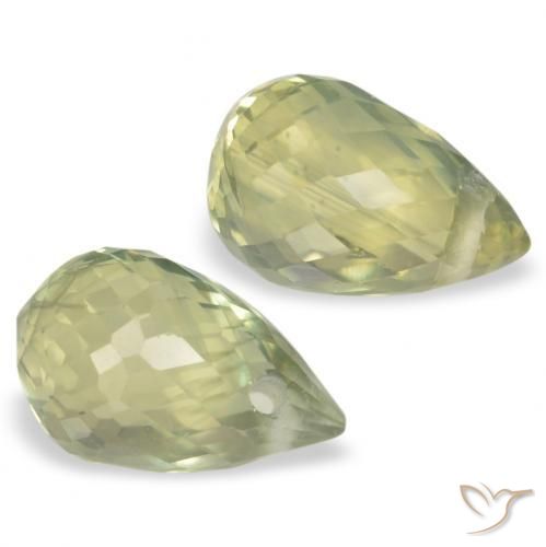 Gemas de Zafiro Verde amarillento natural de 1.35 ct, Corte Briolette, VS