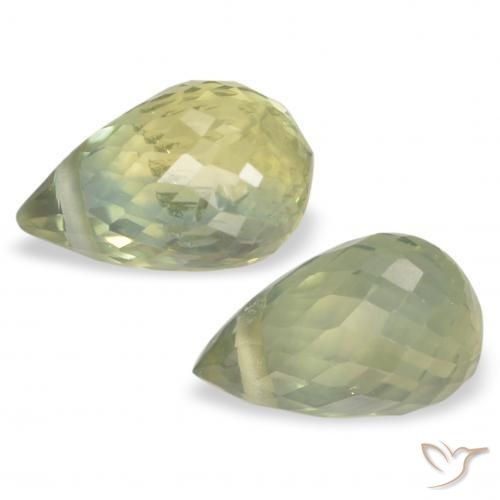 Gemas de Zafiro Verde amarillento natural de 1.35 ct, Corte Briolette, VS