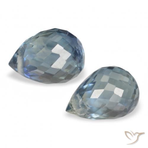 Gemas de Zafiro Cerceta natural de 1.44 ct, Corte Briolette, VS