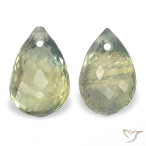 1.49ctw Natural Verde terroso pálido Zafiro, Corte Briolette, VS
