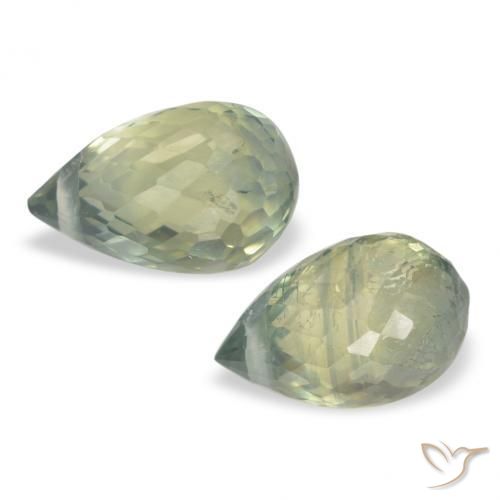Gemas de Zafiro Verde terroso pálido natural de 1.49 ct, Corte Briolette, VS