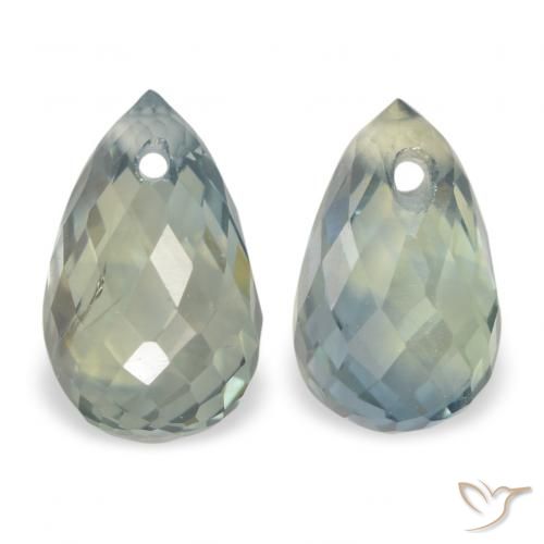 1.64ctw Natural Gris verdoso Zafiro, Corte Briolette, VS