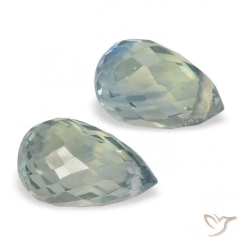 Gemas de Zafiro Gris verdoso natural de 1.64 ct, Corte Briolette, VS