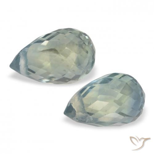 Gemas de Zafiro Gris verdoso natural de 1.64 ct, Corte Briolette, VS