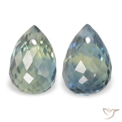 1.50ctw Natural Verde-azul Zafiro, Corte Briolette, VS