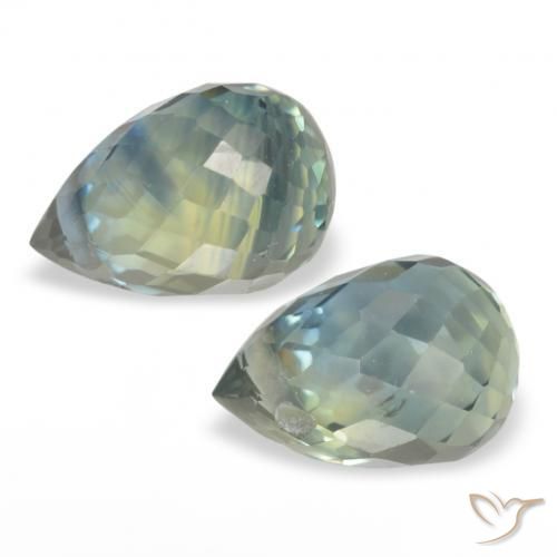 Gemas de Zafiro Verde-azul natural de 1.50 ct, Corte Briolette, VS
