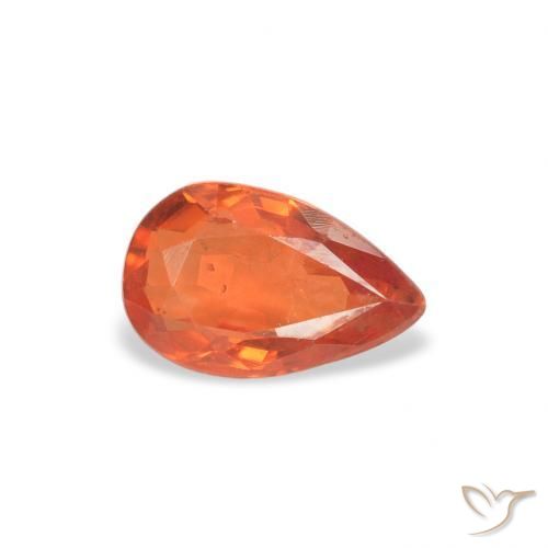 Zafiro Naranja medio natural de 0.52 ct, En forma de pera, VS